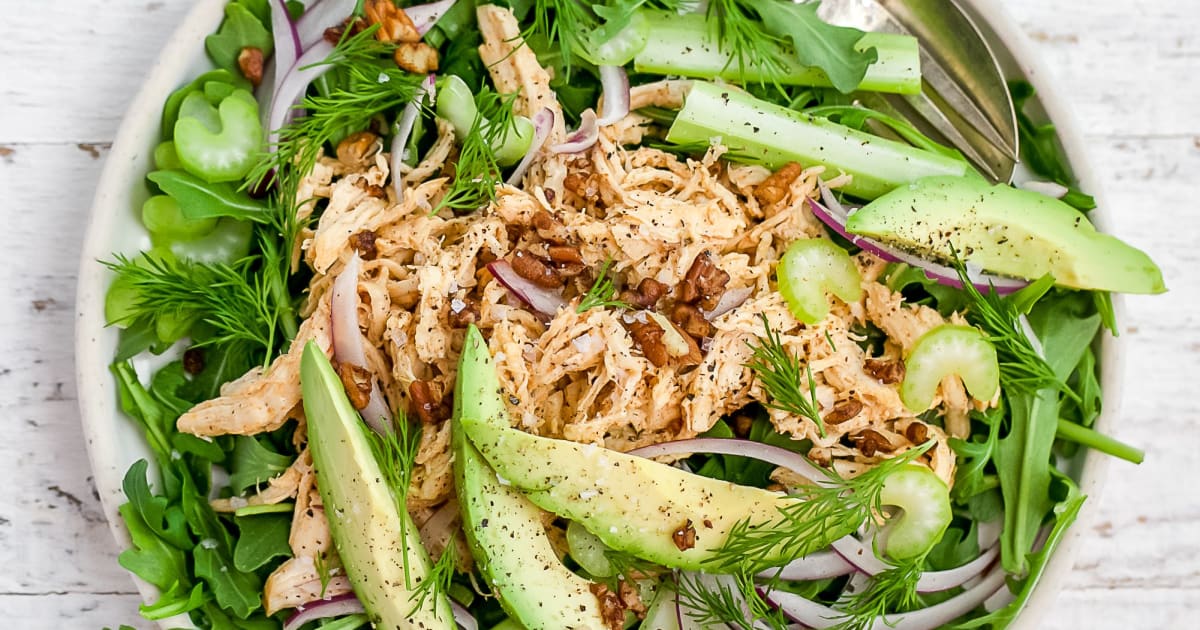 Deconstructed Chicken Salad on Arugula | Rily Recipes · Good Recipes