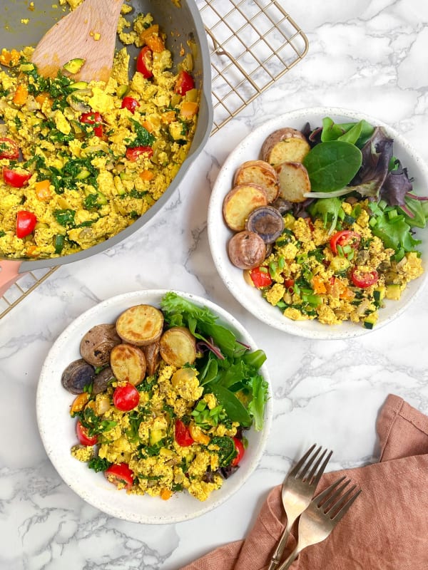 Two Bowls of Veggie Packed Tofu Scramble