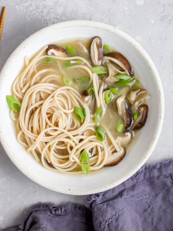 Miso Soup with Mushrooms & Noodles