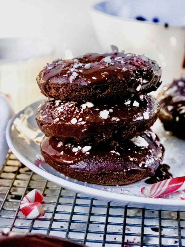 Chocolate Candy Cane Donuts