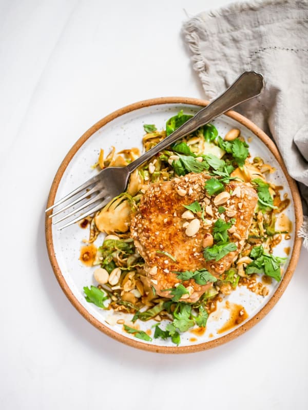 Tuna Steak with Brussels Slaw