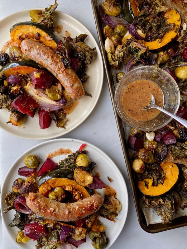 One Pan Sausage & Winter Vegetables
