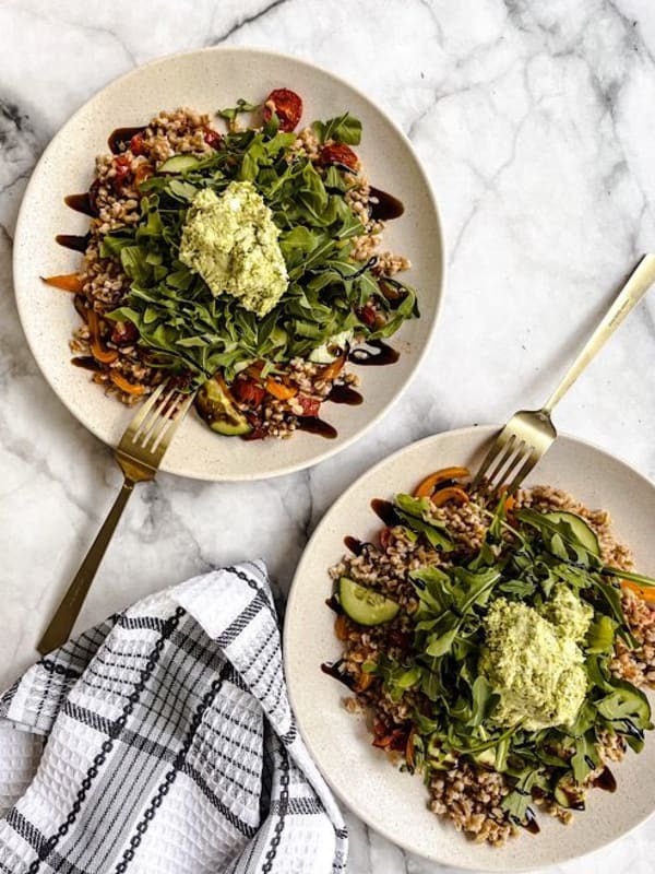 Pesto Goat Cheese Veggie Bowl