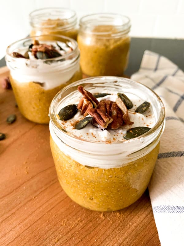 Jars of Pumpkin Spice Chia Pudding