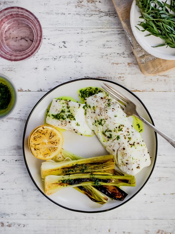 Lemon Tarragon Halibut & Leeks