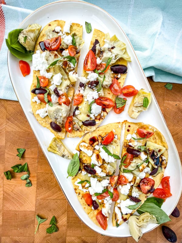 Feta Artichoke Chickpea Flatbread