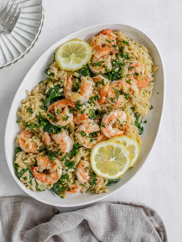 Creamy Lemon Orzo with Shrimp