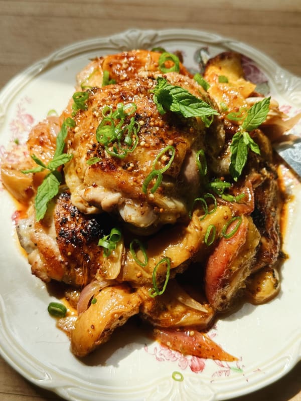 Skillet Roast Chicken & Peaches