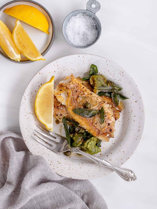 Crispy Skin Snapper with Olives, Capers & Sage