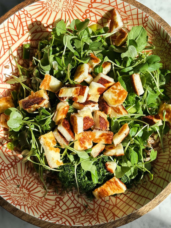 Spring Farro Salad with Lemon Shallot Dressing