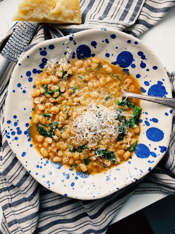 Stewed White Beans with Lemon & Parmesan