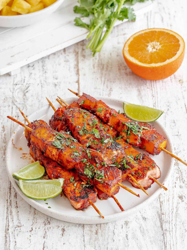 Al Pastor Salmon Skewers