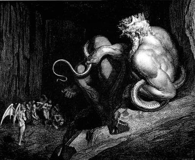 Stavvi Minòs orribilmente, e ringhia