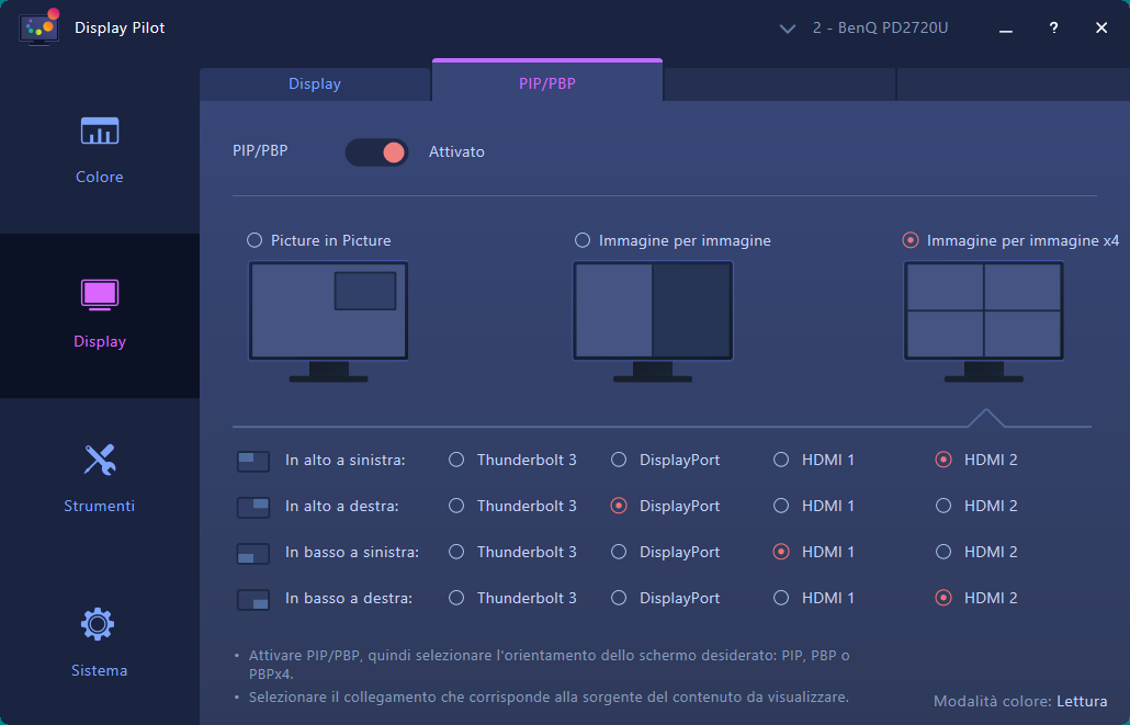BenQ DesignVue PD2720U: PiP e PbP.