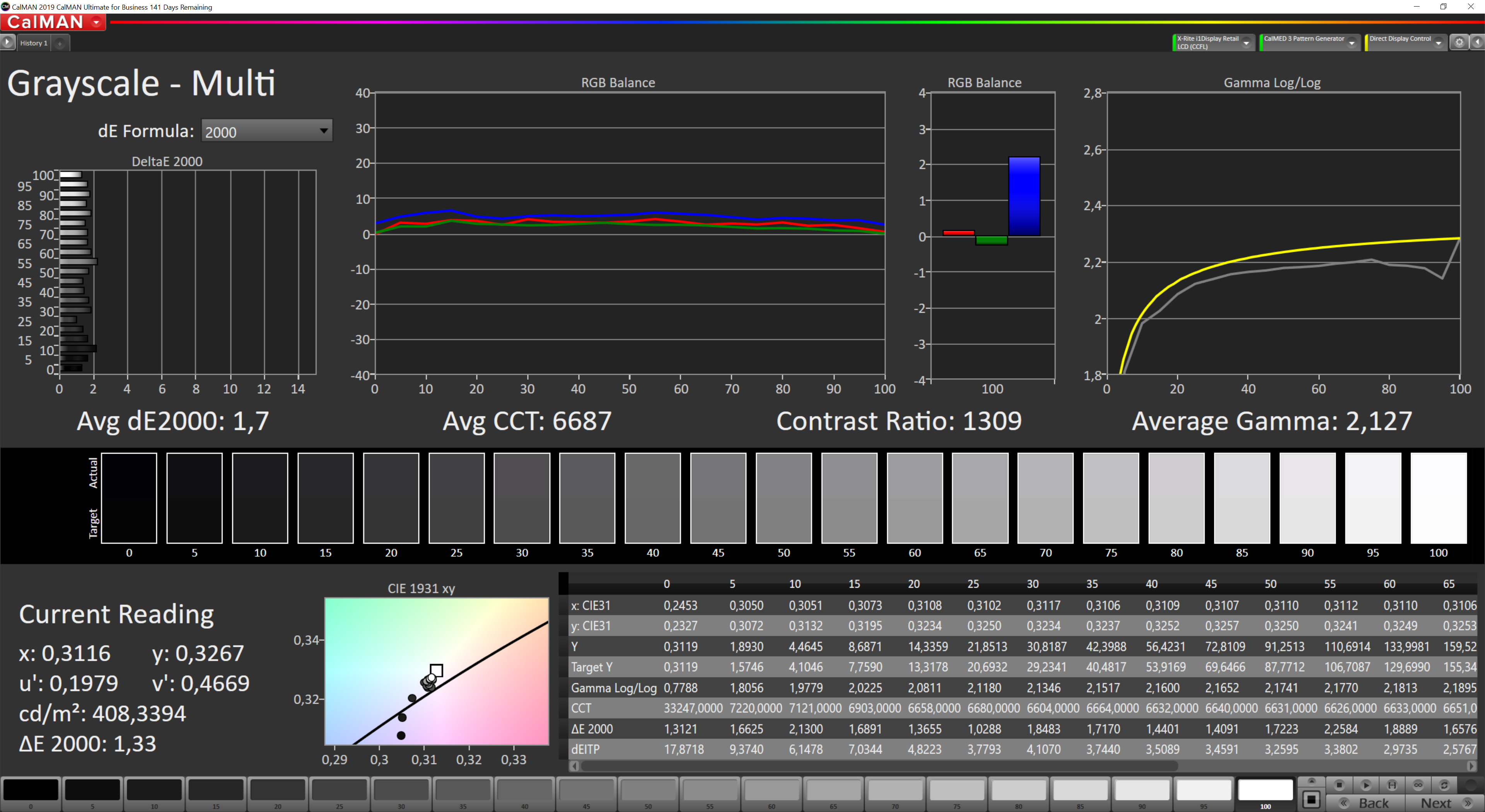 Surface Laptop 3: deltaE grigi.