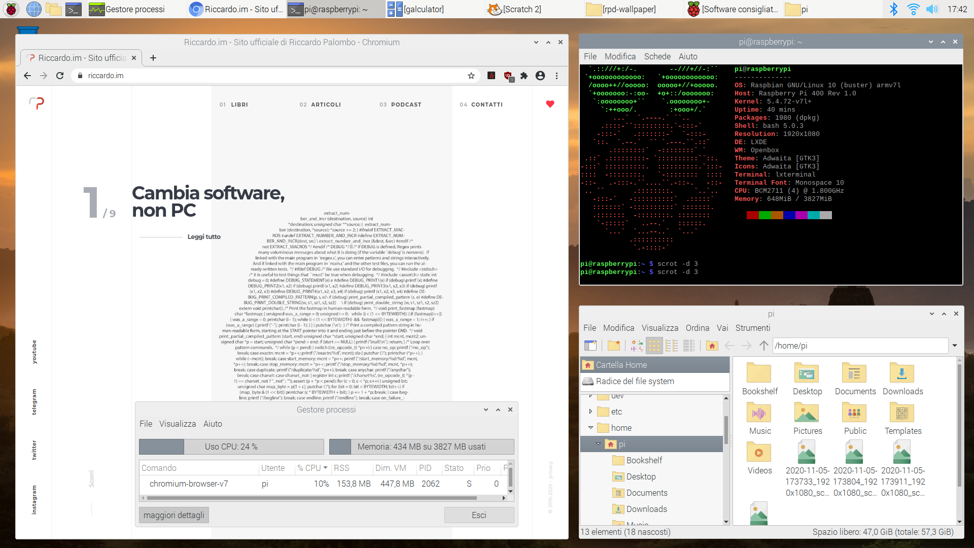 Raspberry Pi 400 su Raspberry OS