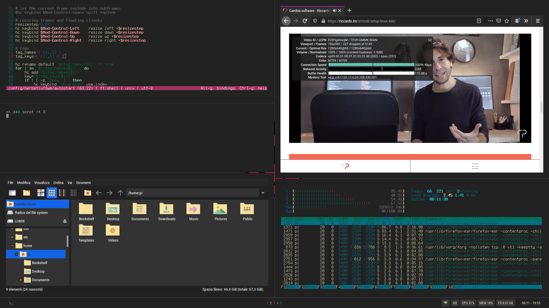Raspberry Pi 400 su Raspberry OS e Herbstluftwm
