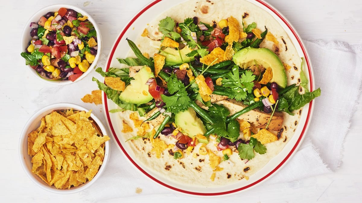 Tofu takos su avokadu ir nachos
