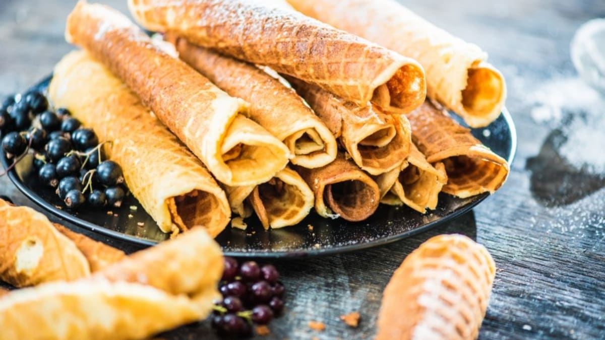 Kraukšķīgās vafeļu tūbiņas