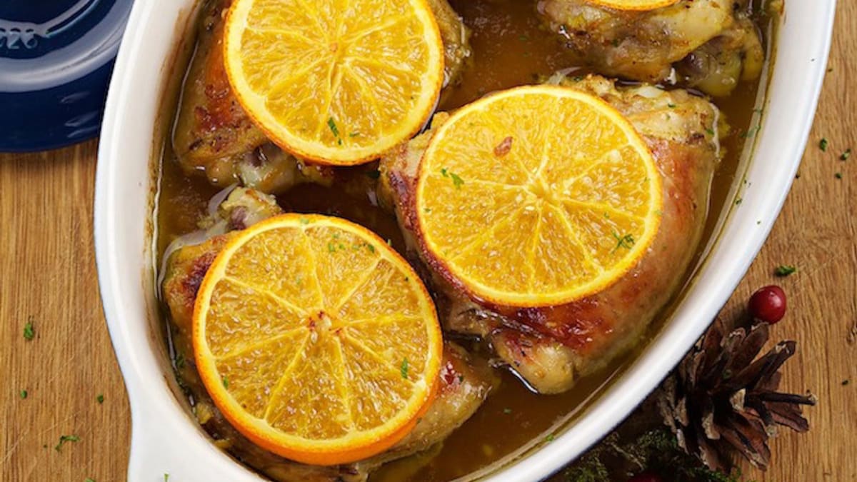 Aromatinga vištiena su apelsinais