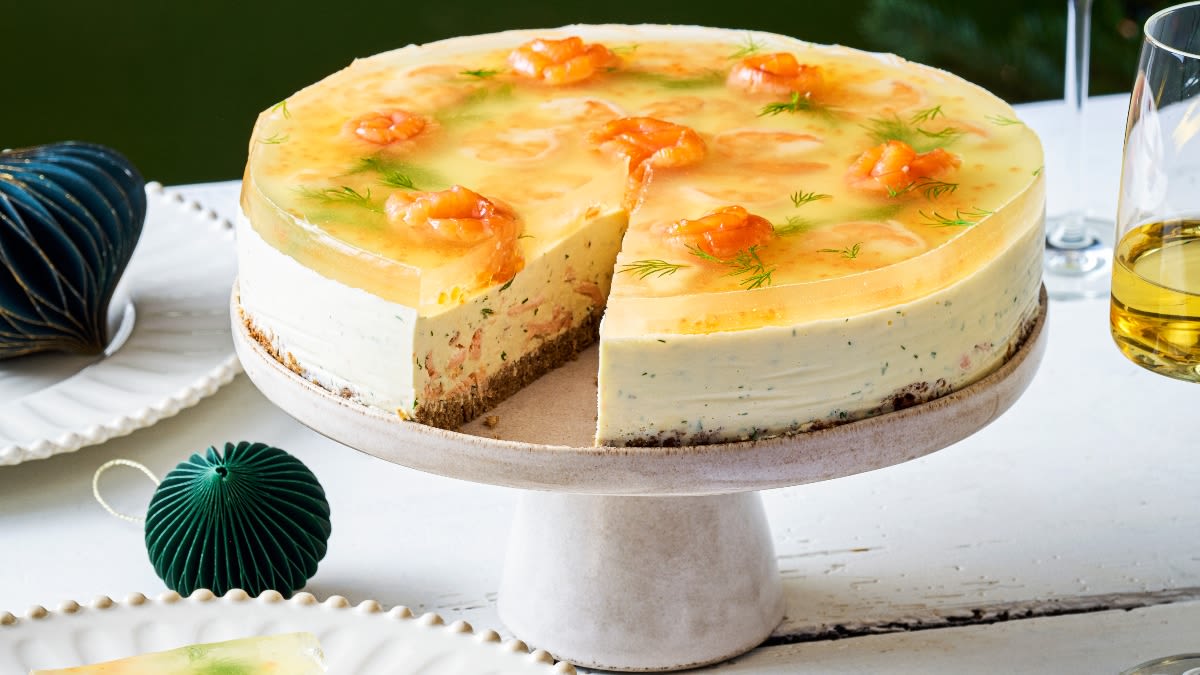 Lašišų tortas su krevetėmis