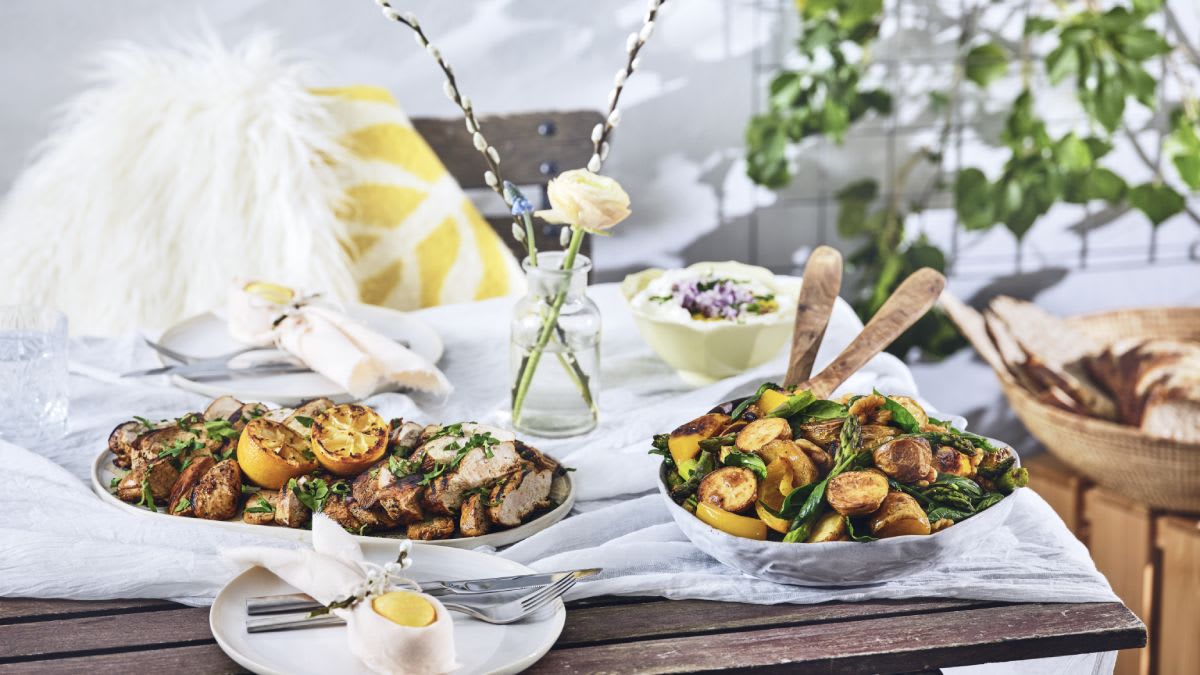 Citrininė vištiena su šparagais ir graikiniais riešutais