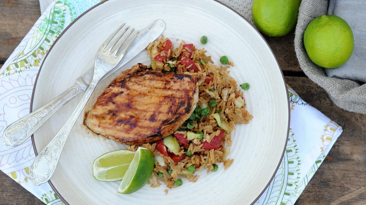 Teriyaki kanafilee praetud riisiga