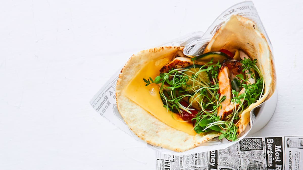 Vistas gaļa ar grilētiem dārzeņiem