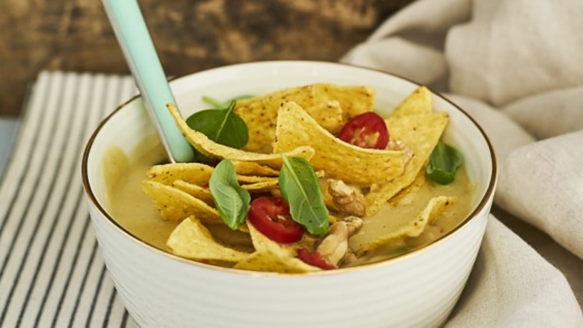 Kartupeļu un kukurūzas krēmzupa