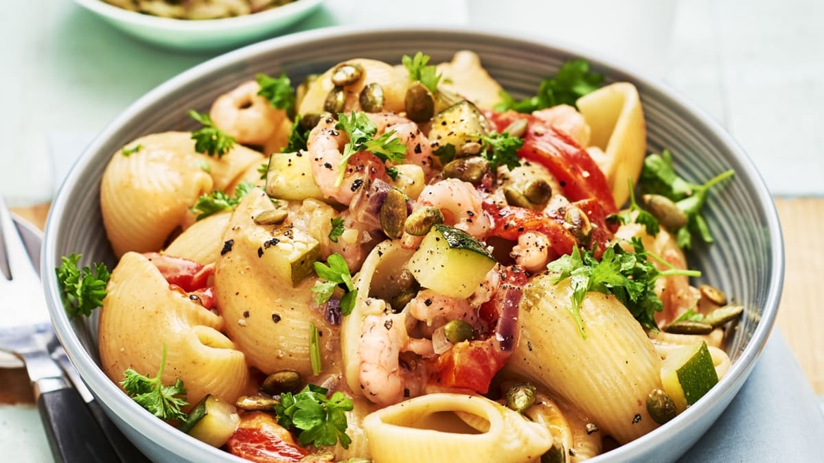 Krevetipasta suvikõrvitsa ja valge veiniga