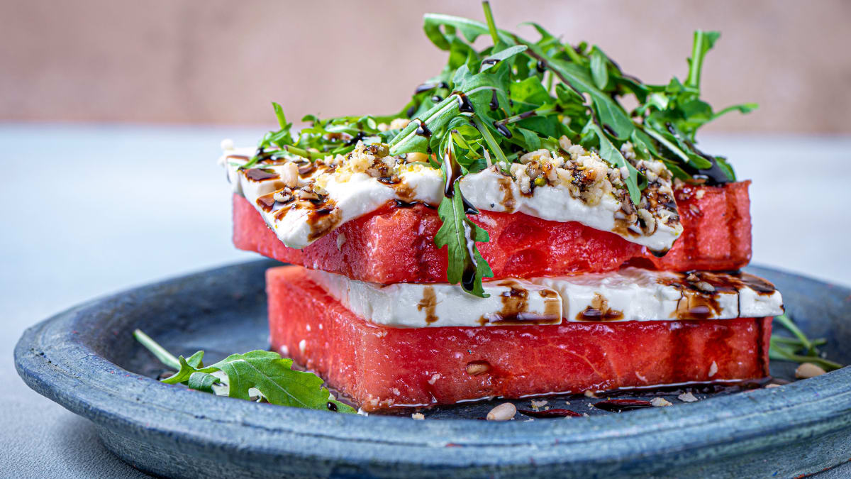 Grillitud arbuus fetajuustuga