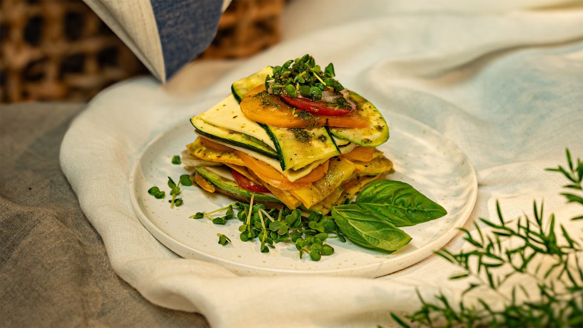 Vegānā dārzeņu lazanja