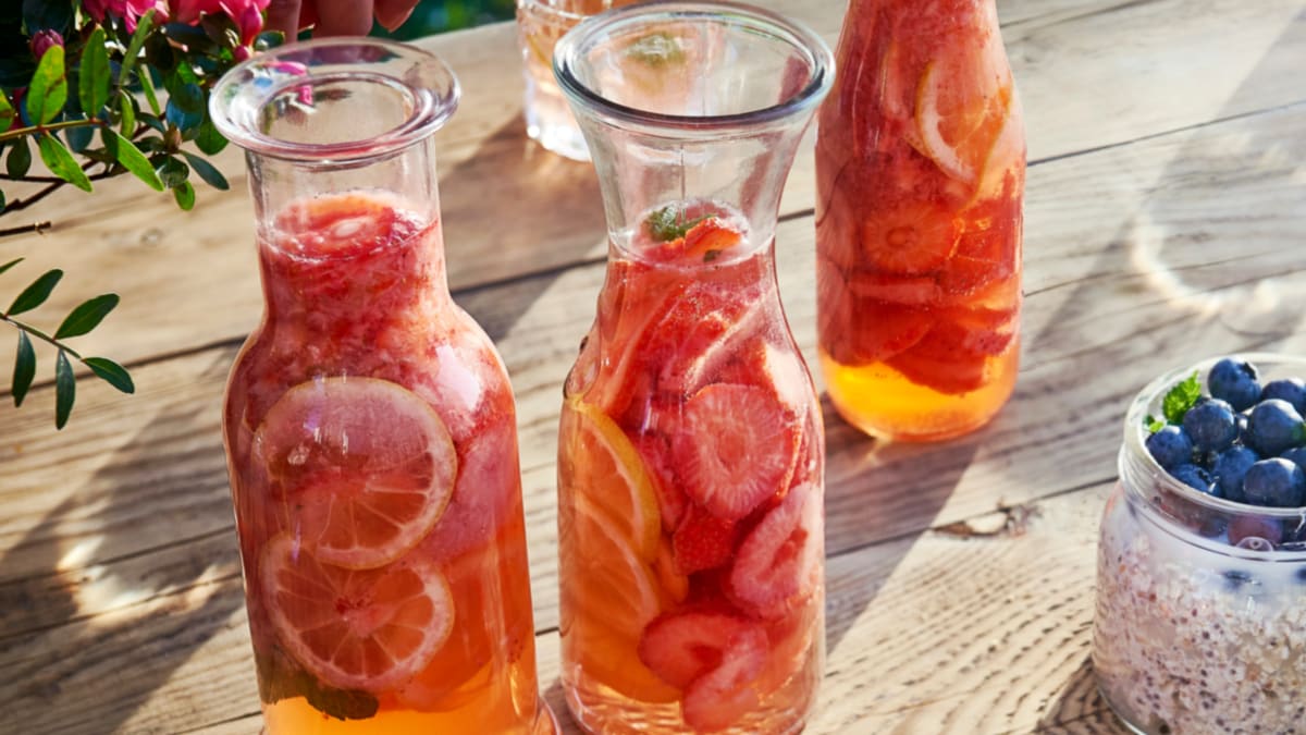 Braškių limonadas, saldintas Stevija