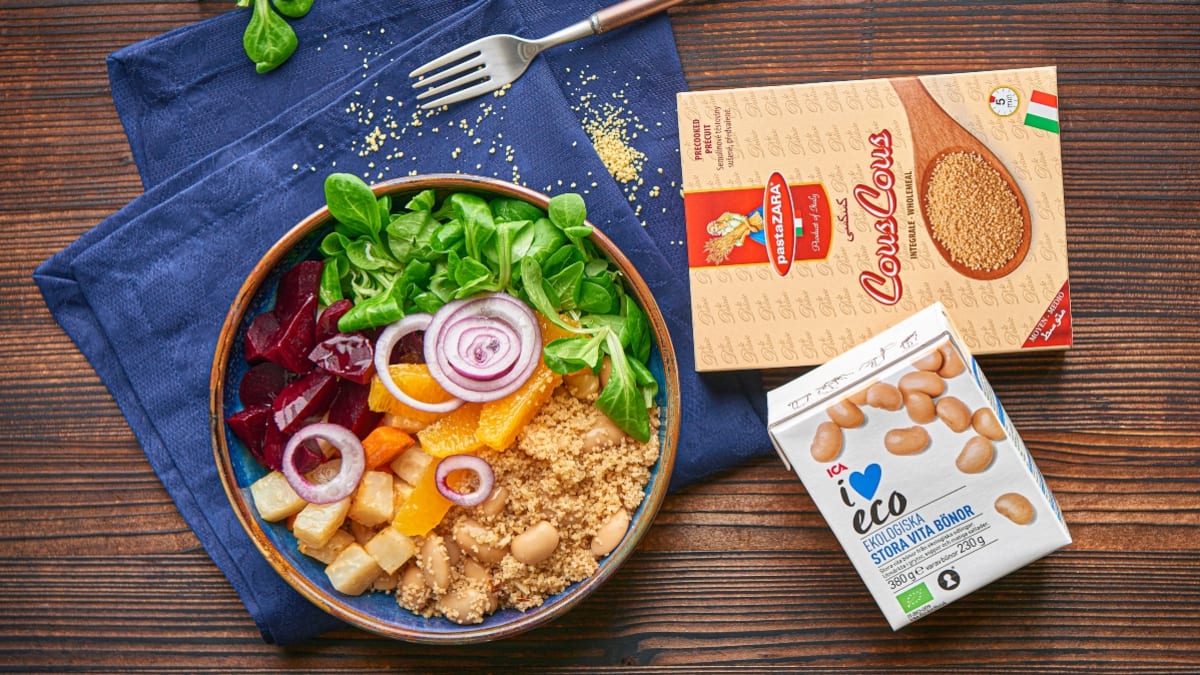 Pilngraudu kuskuss ar ceptiem dārzeņiem