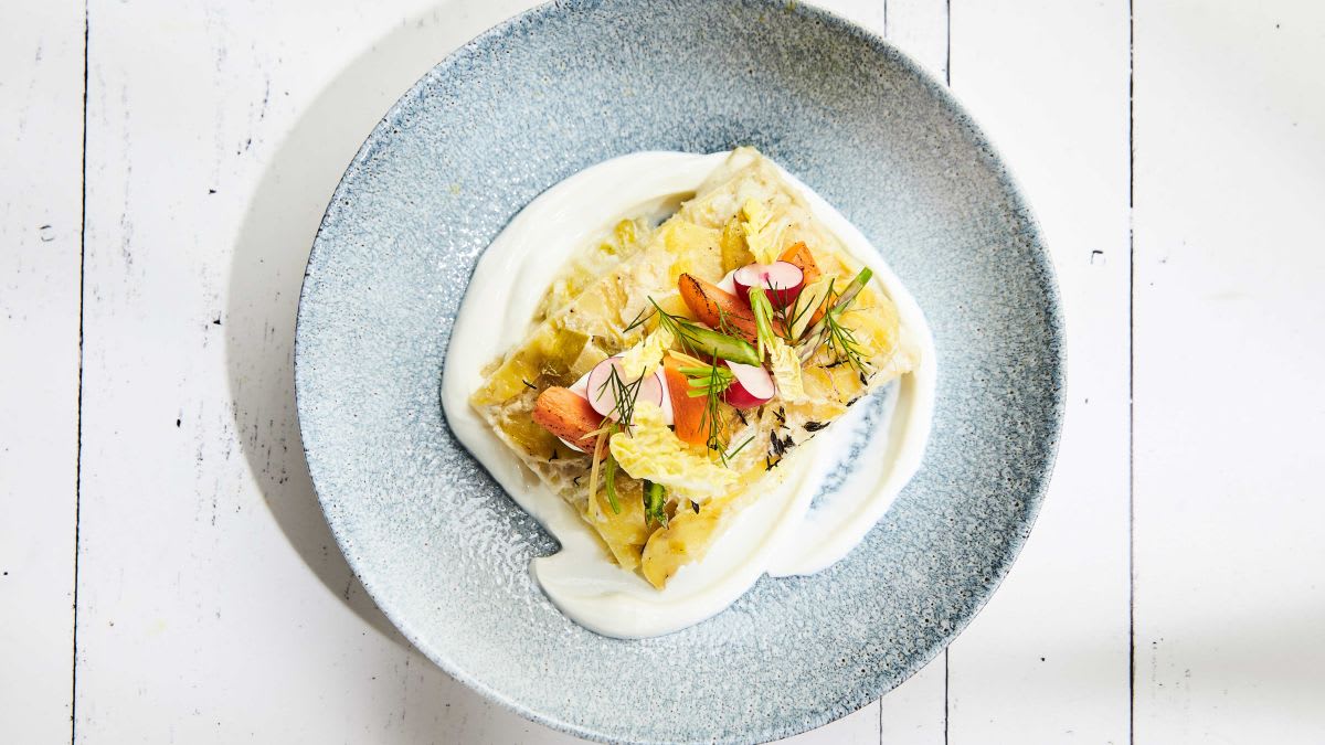 Kartupeļu un puravu gratēns