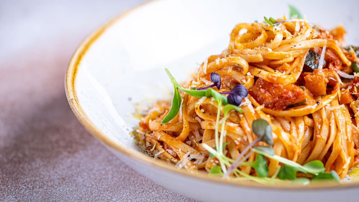 Truša gaļas ragū ar linguini