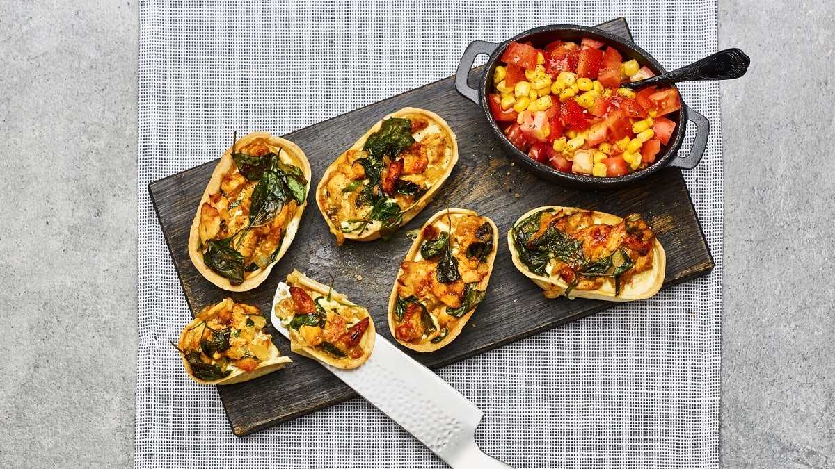 Takopirukas kana, jalapeno ja spinatiga