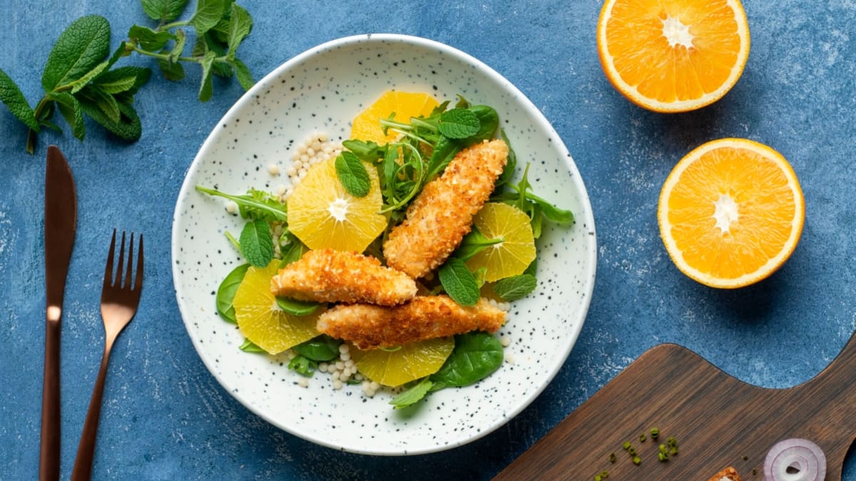 Vištiena su perliniu kuskusu ir apelsinais