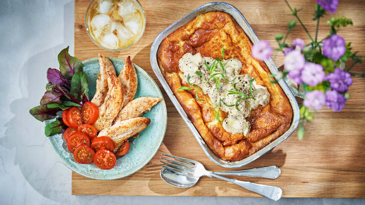 Ahjuomlett seente ja tomatiga