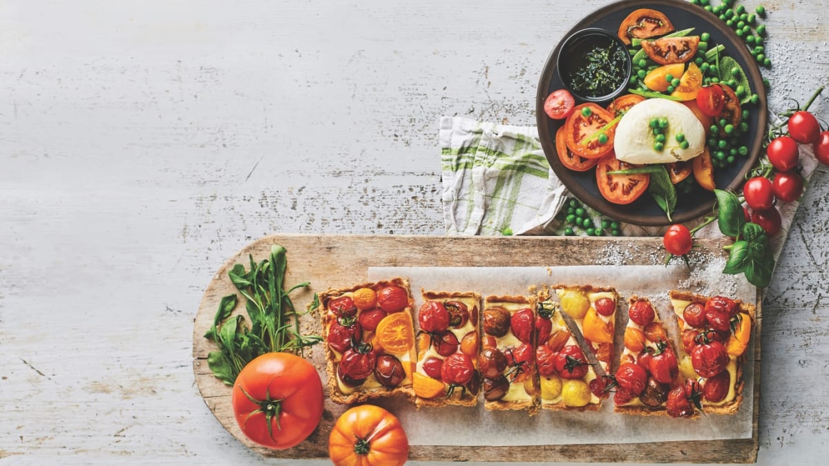 Tomātu un rikotas tarte