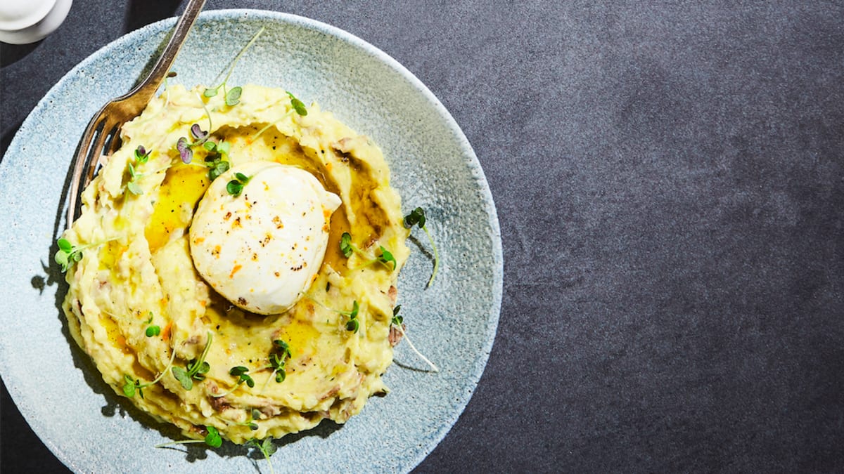 Kartupeļu putra ar mocarellu