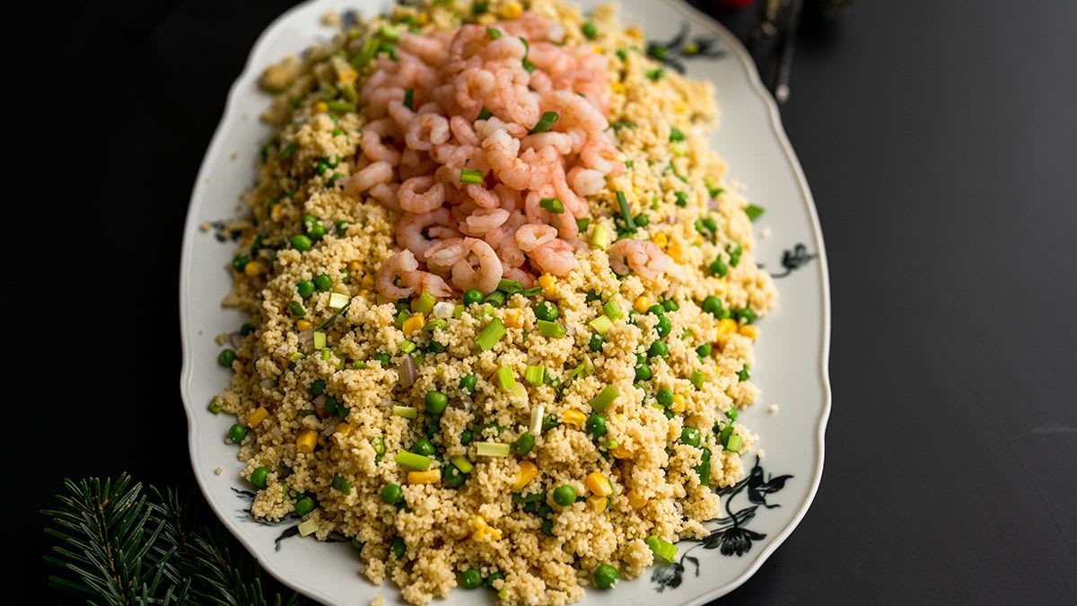 Kuskuss un citroneļļas garneles