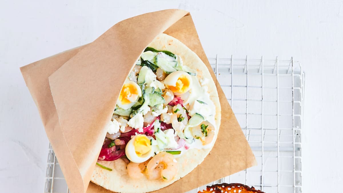 Garneļu souvlaki