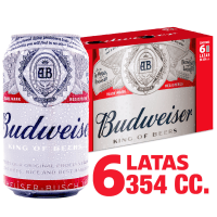 Pack 6 un. Cerveza Budweiser Lager Lata 5° 354cc