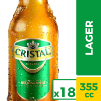 Pack 18 un. Cerveza Cristal Lager Botella 4.6° 355cc