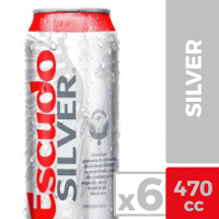 Pack 6 un. Cerveza Escudo Silver Lata 5° 470cc