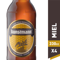 Pack 4 un. Cerveza Kunstmann Miel Botella 4.8° 330cc