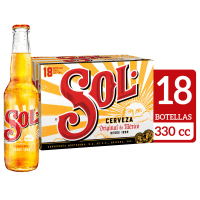 Pack 18 un. Cerveza Sol Lager Botella 4.5° 330cc