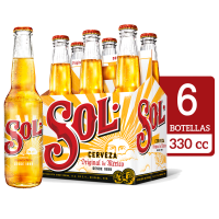 Pack 6 un. Cerveza Sol Lager Botella 4.5° 330cc