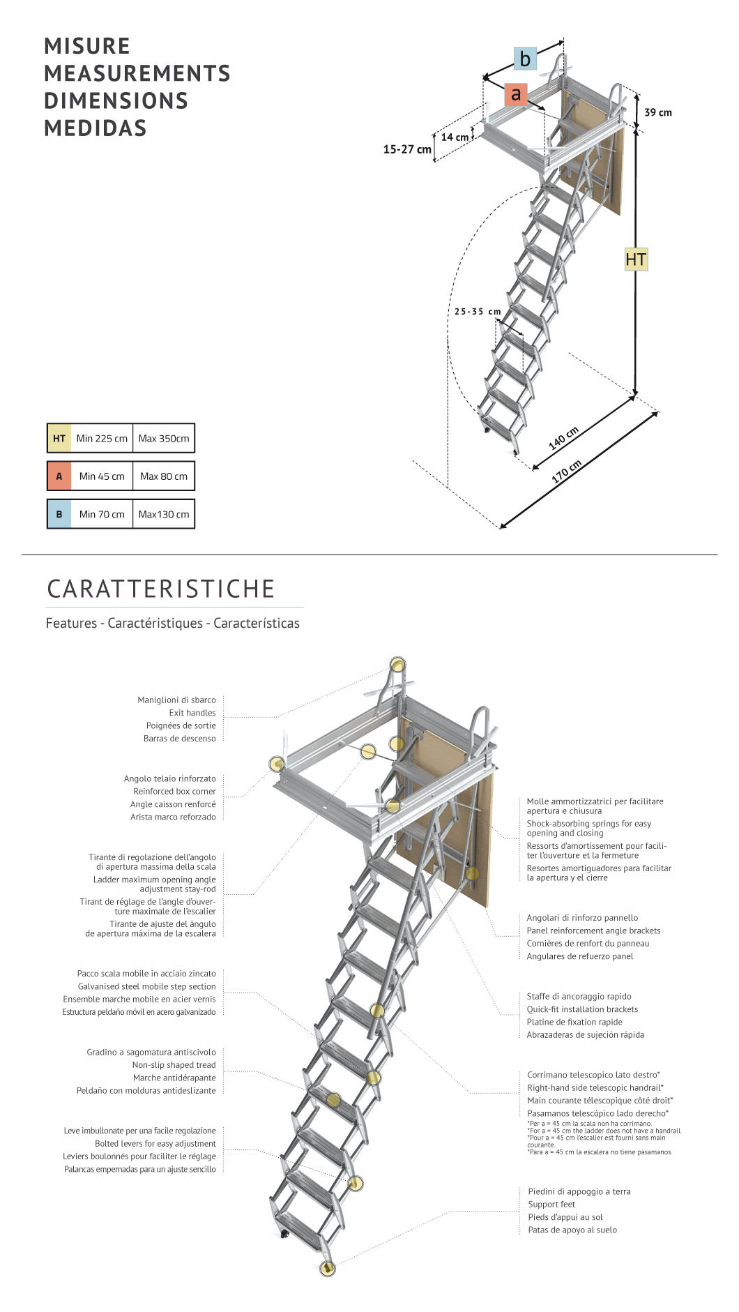 Scala Retrattile Mister Step ADJ - Acciaio Zincato 325-350cm Con Botola Legno - Foto 7